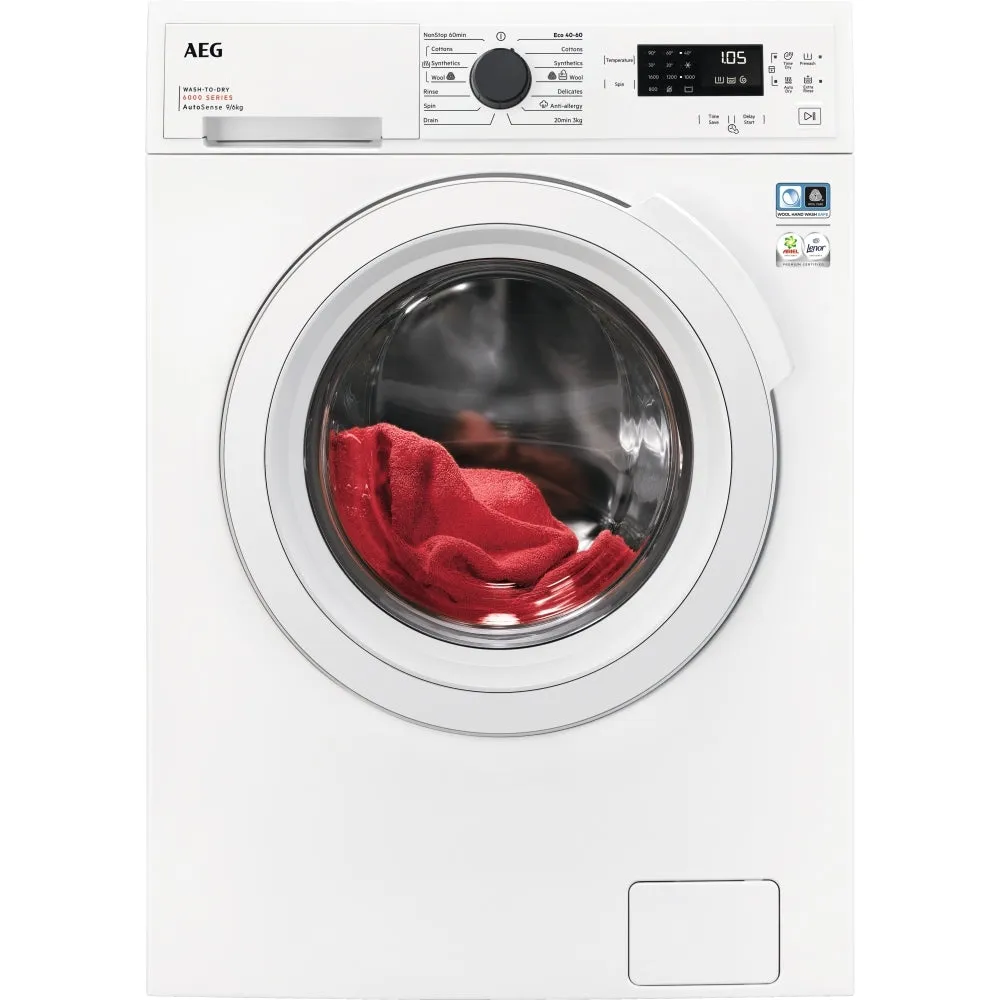 AEG LWX60966B 9kg/6kg Washer Dryer with 1600 rpm,White,D Rated