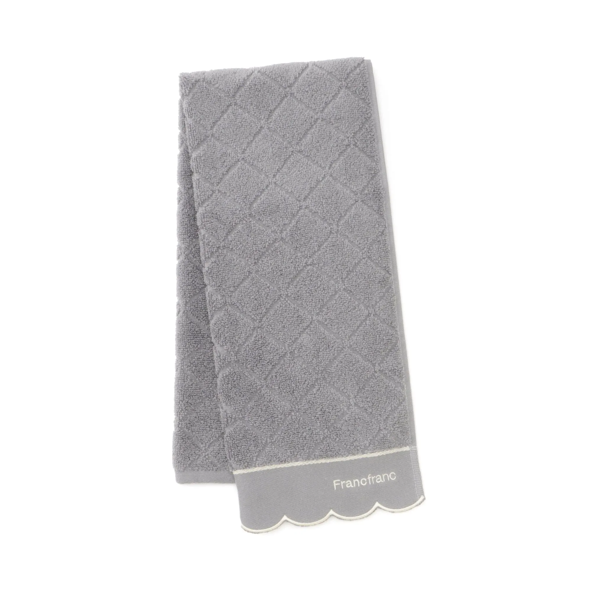 Antibacterial And Deodorizing Quilt Scallop Face Towel, Grey