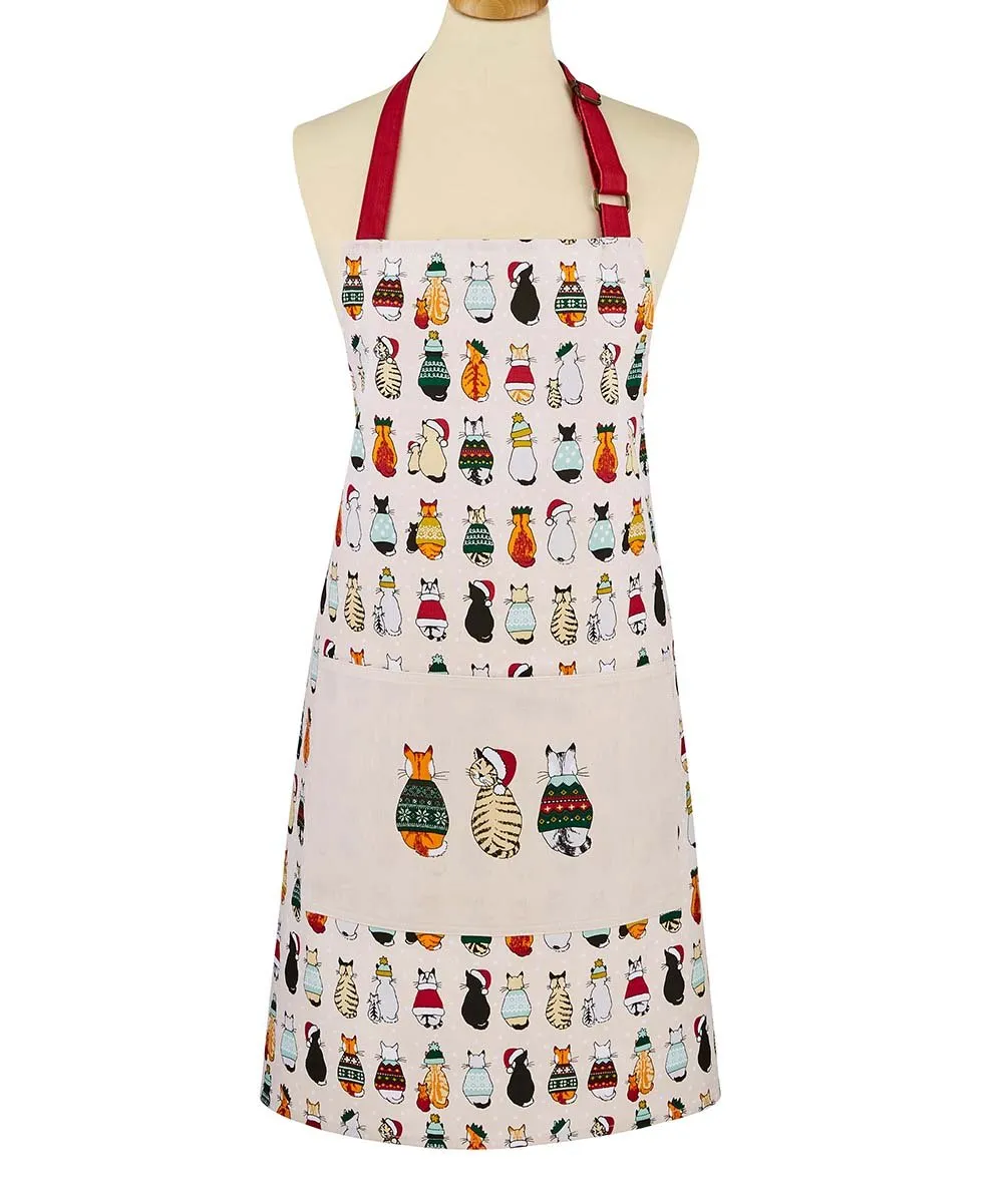 Apron (Cotton) "Christmas Cats in Waiting"