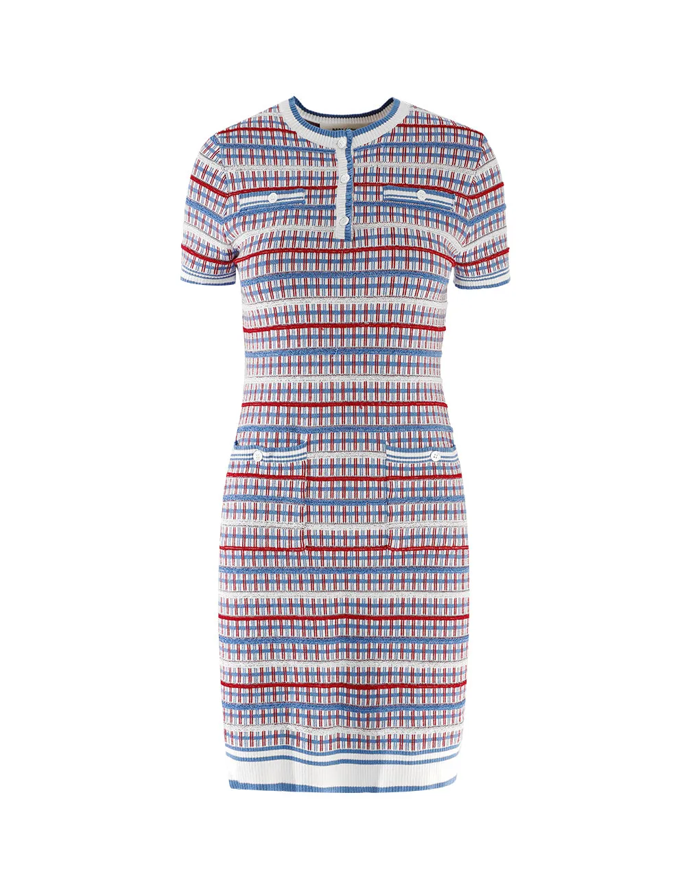 BORA AKSU Blue, red, white soft knit dress