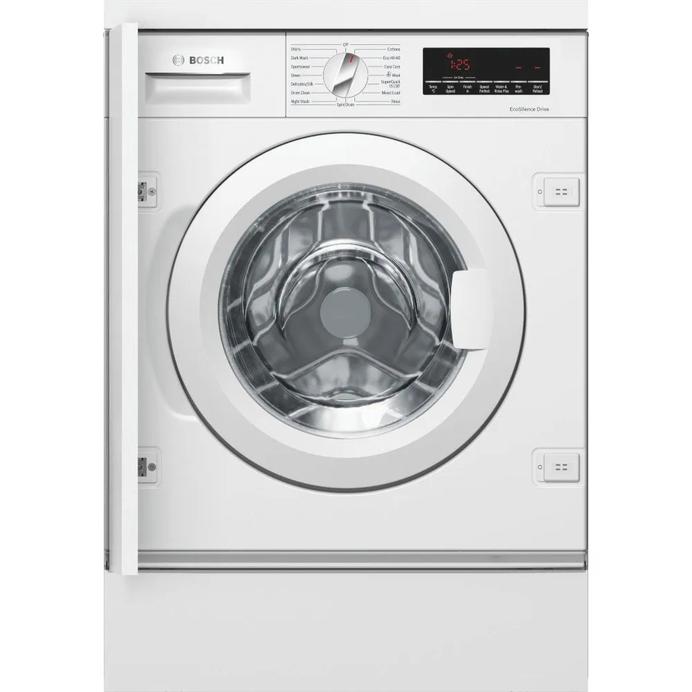 Bosch WIW28502GB Series 8 Integrated Washing Machine, 8kg, 1400 Spin, White, C Rated