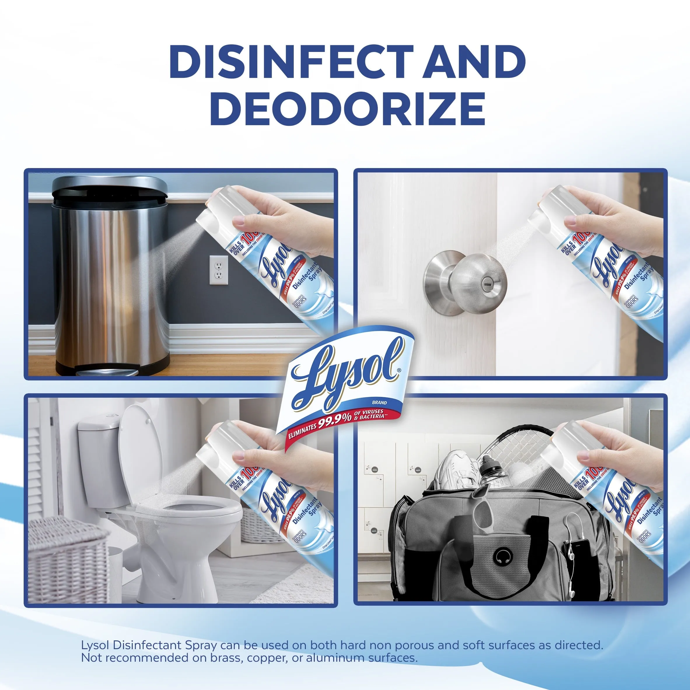 Lysol Disinfectant Spray, Sanitizing and Antibacterial Spray, For Disinfecting and Deodorizing, Crisp Linen, 19 Fl. Oz (Pack of 2)