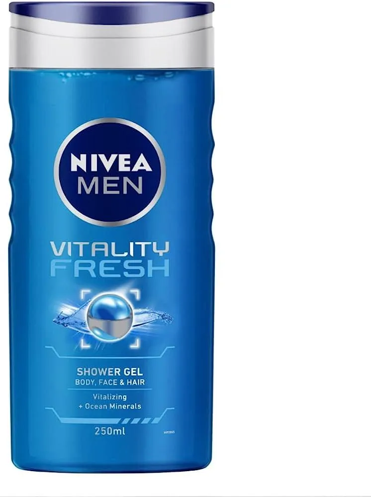 NIVEA MEN 3in1 Shower Gel Body Wash Vitality Fresh Masculine Scent 250ml