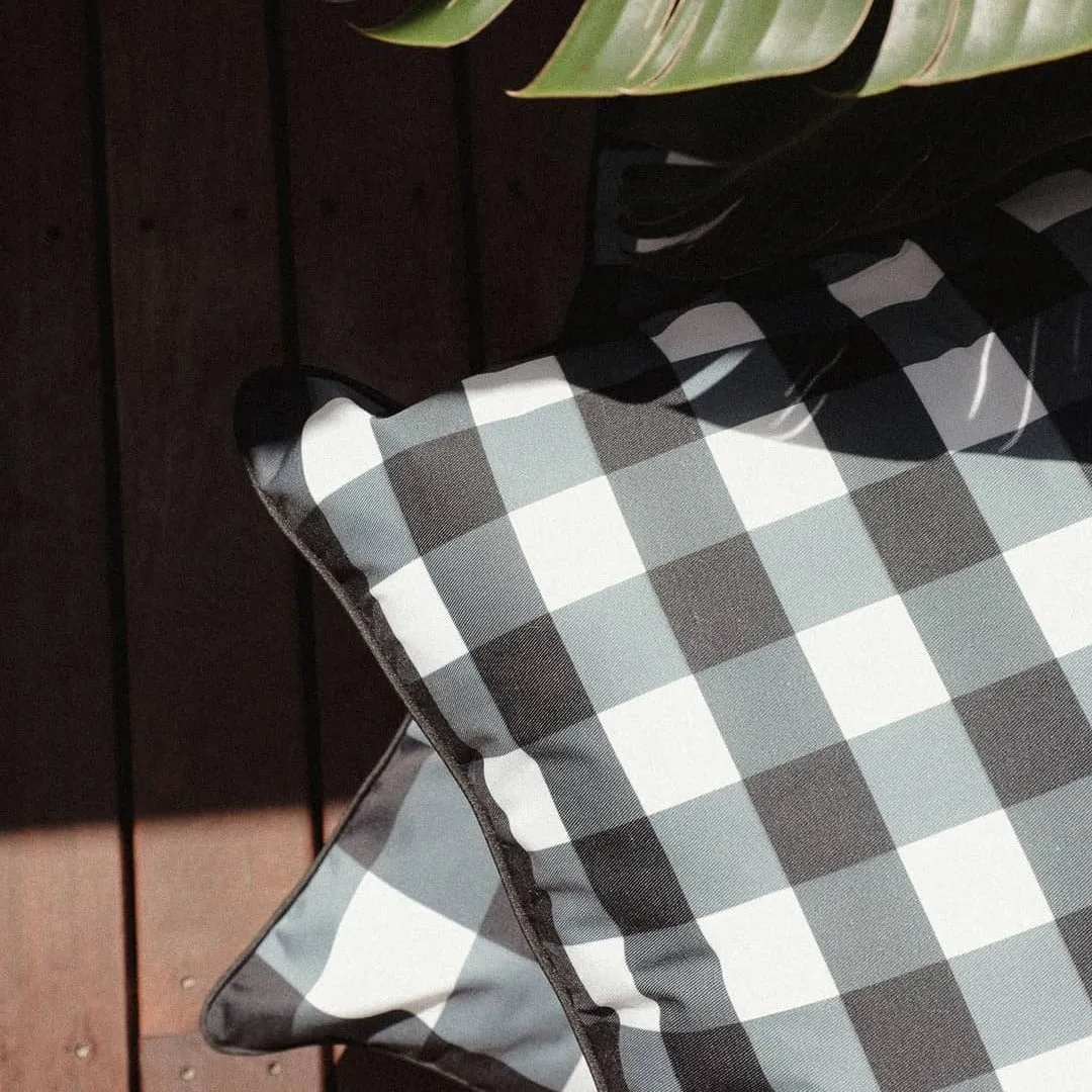 Outdoor Cushion - Gingham Black 50x50cm