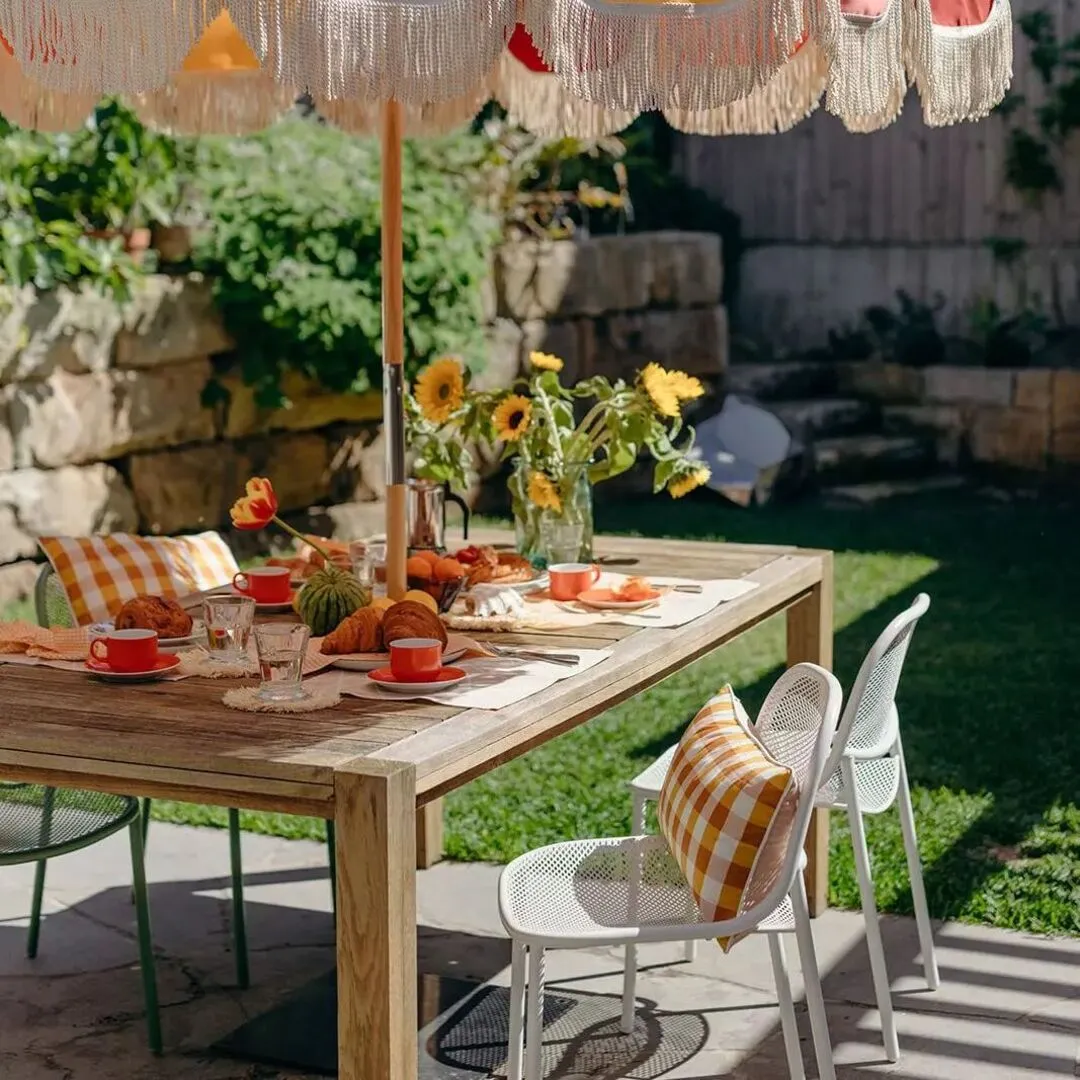 Outdoor Cushion - Gingham Butterscotch 50x30cm