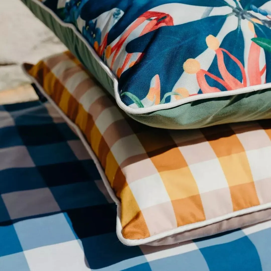 Outdoor Cushion - Gingham Butterscotch 50x50cm