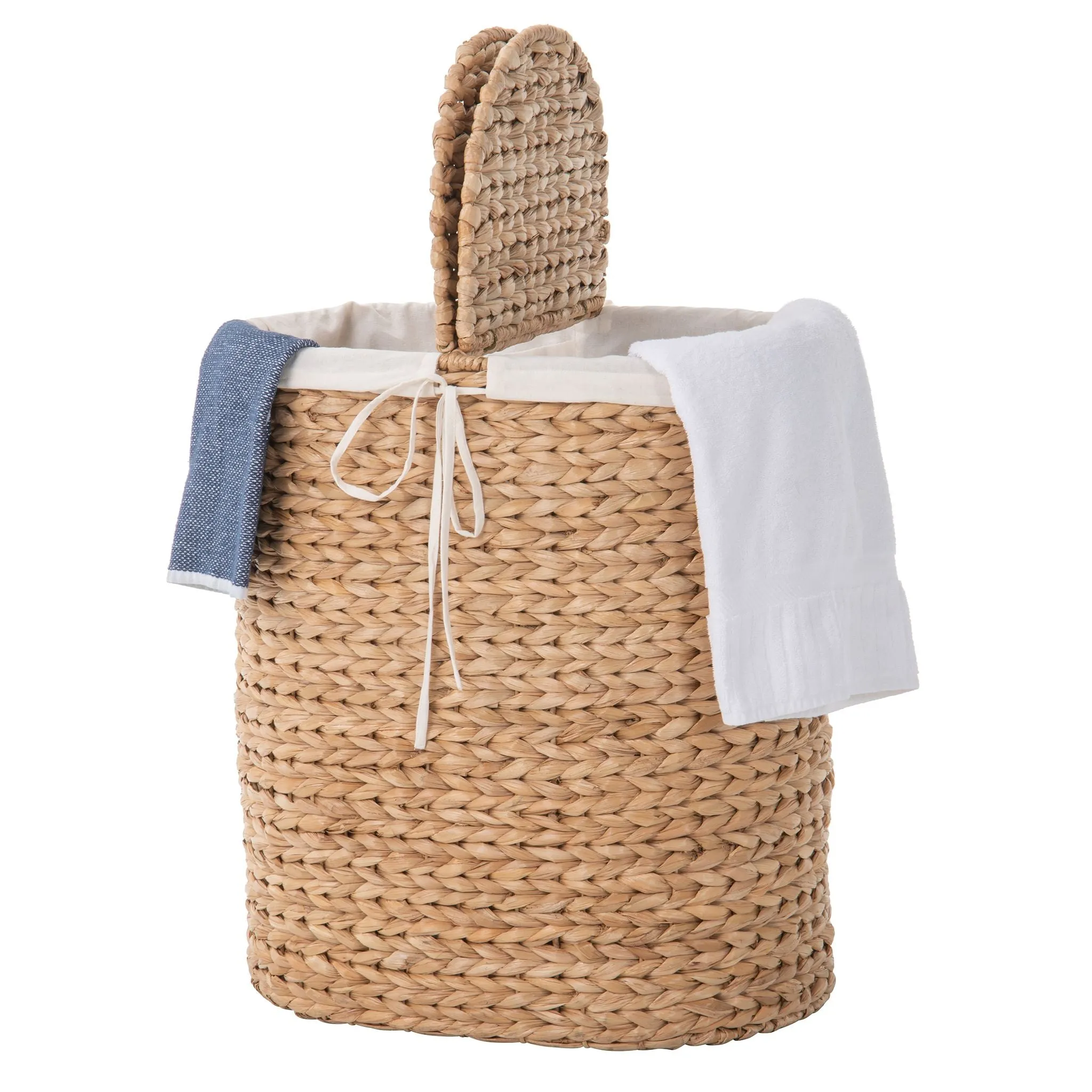 Oval Seagrass Laundry Sorter Hamper w/Liner, Natural