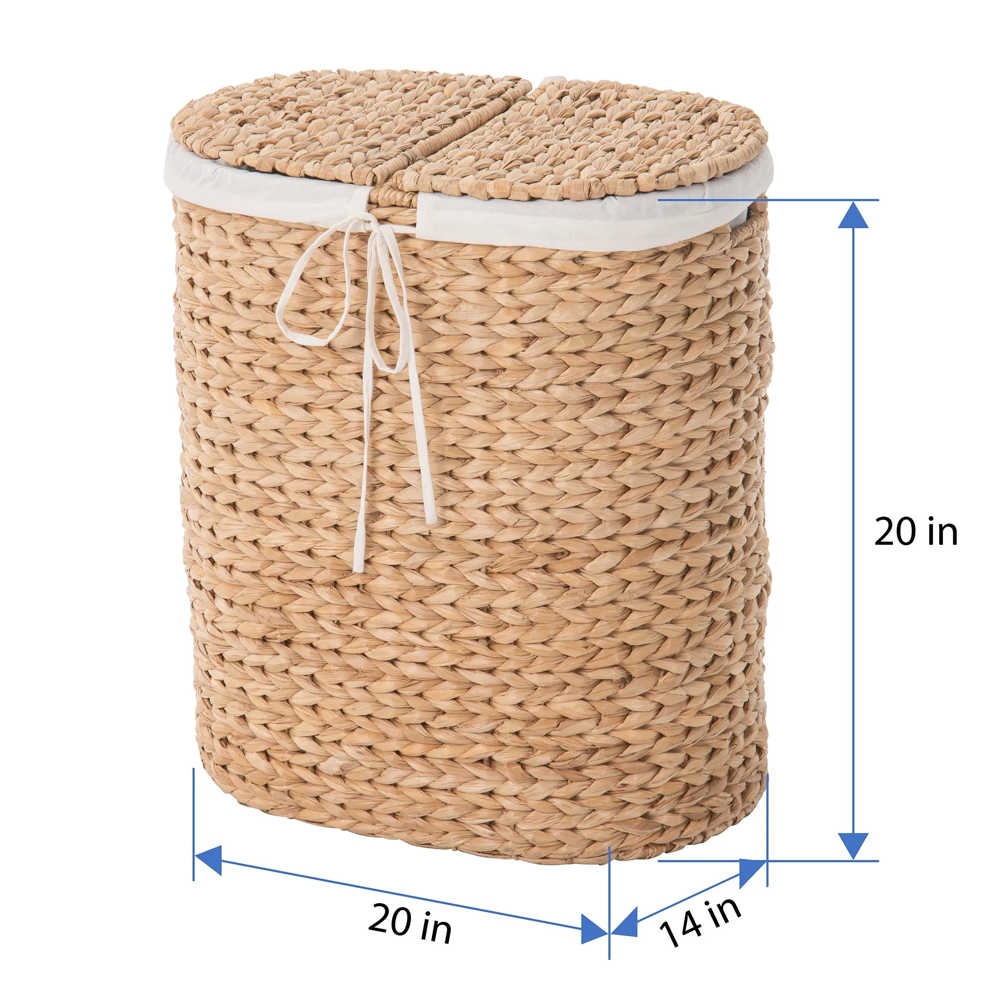 Oval Seagrass Laundry Sorter Hamper w/Liner, Natural