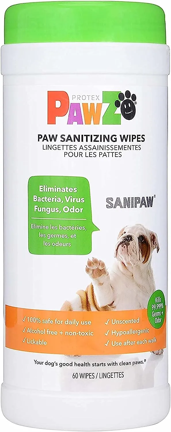 PAWZ - SANIPAW and Odor Eliminating Paw Wipes (60 Wipes)