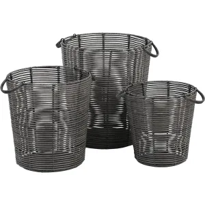 Recycle Laundry Basket - Rattan Effect - Grey