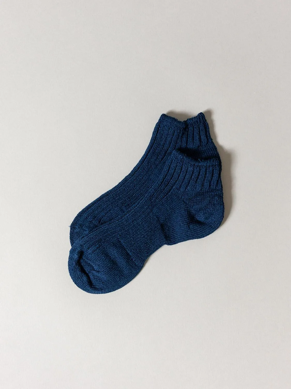 Sasawashi Ribbed Ankle Socks, Navy